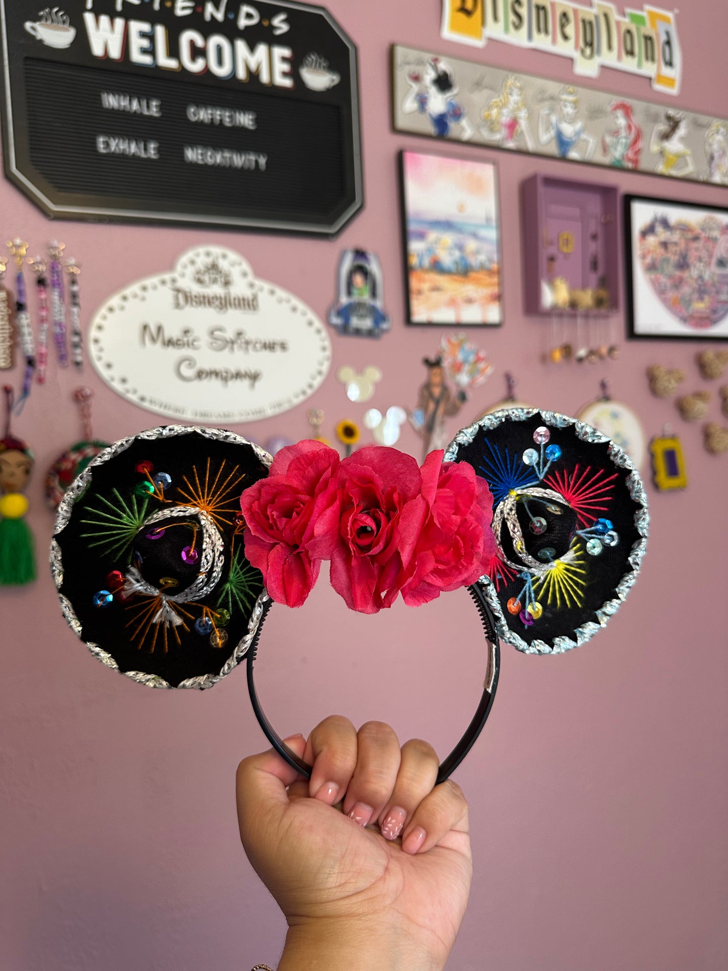 Sombrerito Ears w Pink Flowers