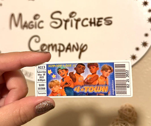4Town Concert Ticket, 4 Town Ticket Sticker, Turning Red, 4 Townies, Disney Pixar, Disneyland, Disney Parks, Disney Stickers, Boy Bands