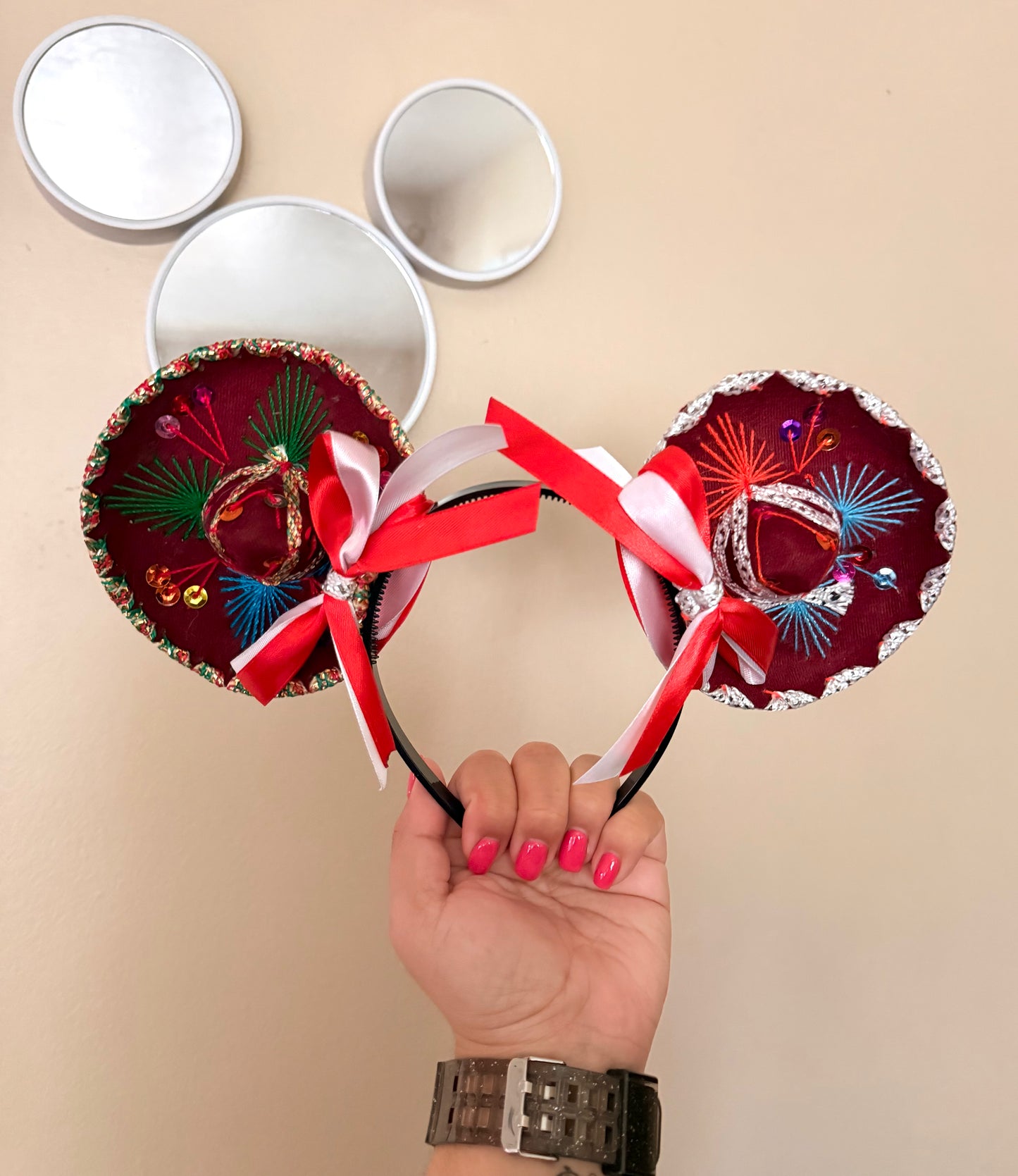 Sombrerito Ears Maroon w Bows