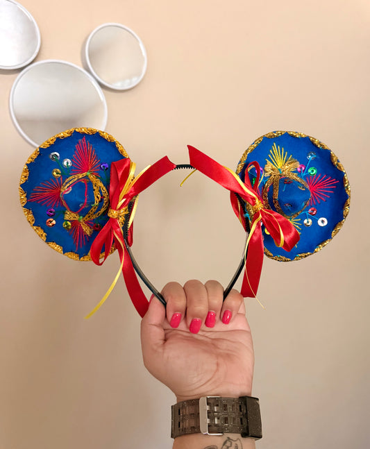 Sombrerito Ears Blue w Bows- Snow White