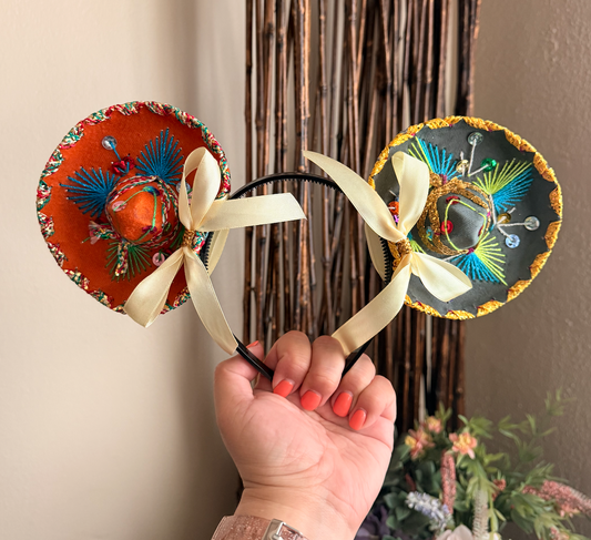 Sombrerito Ears Orange/Gray w Bows