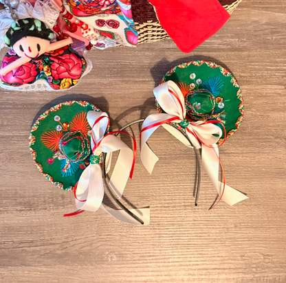 Sombrerito Ears Green w Bows